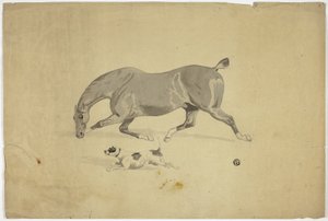 Løbende hest og hund af Abraham Cooper