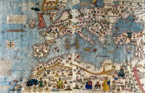 Catalansk kort over det europæiske kontinent med Atlanterhavet og Middelhavet af Abraham and Cresques Jehuda Cresques