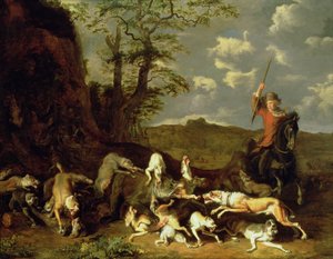 En bjørnejagt, 1655 af Abraham Danielsz. Hondius