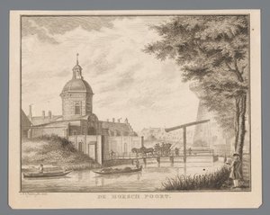 Udsigt over Morspoort i Leiden Morsch-porten (titel på objekt)