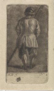 Mand med en stok, set bagfra af Abraham Delfos