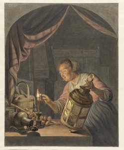 Pige tænder en lanterne