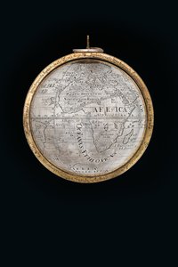 To enestående jord- og himmelkloder, støttet af Hercules og Atlas, Augsburg, 1697-99