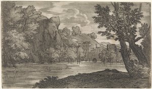 Landskab med flod af Abraham Genoels