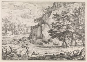 Landskab med sten af Abraham Genoels