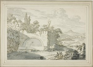 Landskab med springvand af Abraham Genoels II
