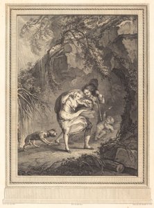 Le coup de vent (Vindstødet) af Abraham Girardet after Antoine Lebel