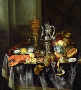 Stilleben med frugt og skaldyr