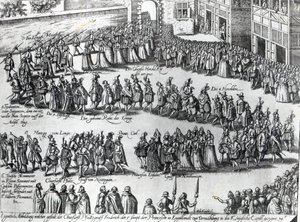 Procession til brylluppet af Frederik V, kurfyrste Pfalz og prinsesse Elizabeth, c.1613 af Abraham Hogenberg