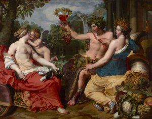 Ceres, Bacchus og Venus, af Janssens, Abraham (ca. 1573-1632). Olie på lærred