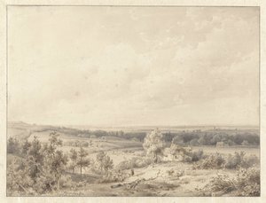 Udsigt mod Alkmaar fra klitten i Schoorl af Abraham Johannes Couwenberg