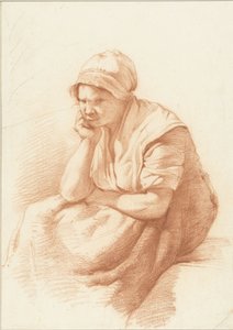 Studie af en siddende kvinde med armen under hovedet