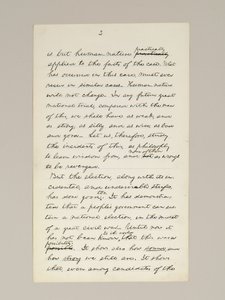 Autografmanuskript af Lincolns valgsejrstale som præsident, leveret i Washington D.C. fra vinduet i Det Hvide Hus om aftenen den 10. november