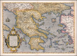 1584-kort over Grækenland og Det Ægæiske Hav af Abraham Ortelius af Abraham Ortelius