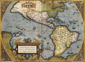 Et kort over Amerika, 1612 af Abraham Ortelius