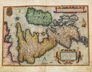 Angliae, Scotiae, et Hiberniae, sive Britannicar: Insularum descriptio (England, Skotland og Irland, også kendt som de britiske øer) af Abraham Ortelius