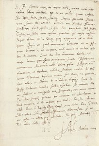 Autografbrev underskrevet til hans nevø, Jacob Cool (Jacobus Colius), Antwerpen, 2. februar 1595 (pen og blæk på papir) af Abraham Ortelius