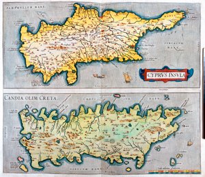 Cypern, Kreta, Cypern, Grækenland af Abraham Ortelius