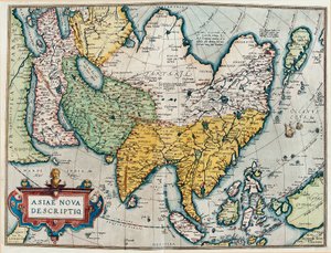 Beskrivelse af det asiatiske kontinent, Geografikort fra "Theatrum Orbis Terrarum" af Abraham Ortelius