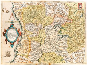Ducatus Mediolanensis, Finitimarumq Regionu Descriptio Auctore Iooanne Georgio Septala Mediolanense Geografisk kort over hertugen af ​​Milano fra "Theatrum Orbis Terrarum" af Abraham Ortelius (Oertel, Ortell eller Ortel af Abraham Ortelius