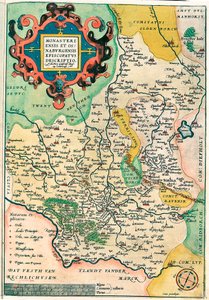 Eastern Franciae: Monasteriensis Et Osnaburgensis Episcopate Beskrivelse Geografisk kort over Franken i Tyskland fra "Theatrum Orbis Terrarum" af Abraham Ortelius (Oertel, Ortell eller Ortel af Abraham Ortelius