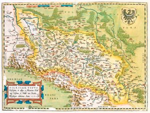 Tyskland (delstat: Brandenburg, Sachsen), Polen (voivodskab: Lubusz, Storpolen, Nedre Schlesien, ód, Opolskie, Schlesien, Lillepolen), Tjekkiet (region: Moravia-Silesia, Olomouc, Pardubice, Hradec Králové, Liberec, Centralbøhmen, Ústí nad Lab. af Abraham Ortelius