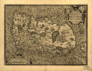 Hiberniae, Britannicae Insvlae nova descripto. LOC 99466749 af Abraham Ortelius