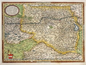 Kort over Østrig, fra Theatrum Orbis Terrarum af Abraham Ortelius af Abraham Ortelius