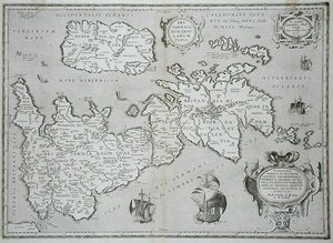 Kort over Storbritannien og Irland af Abraham Ortelius