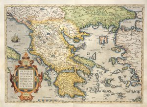 Kort over Grækenland, fra Theatrum Orbis Terrarum af Abraham Ortelius af Abraham Ortelius