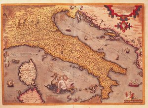 Kort over Italien fra Theatrum Orbis Terrarum, af Abraham Ortelius af Abraham Ortelius