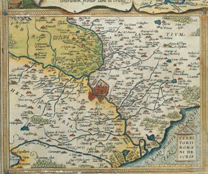 Kort over Lazio-regionen, fra The Theatre of the World af Abraham Ortelius af Abraham Ortelius