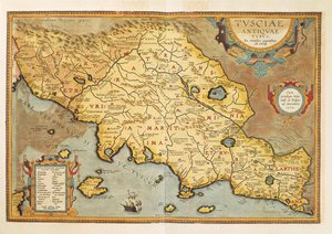 Kort over Toscana fra Theatrum Orbis Terrarum af Abraham Ortelius af Abraham Ortelius