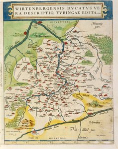 Kort over Württemberg, fra Theatrum Orbis Terrarum af Abraham Ortelius af Abraham Ortelius