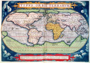 Kort over verden: "Typus Orbis Terrarum", fra Ortelius