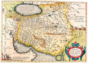 Geografisk kort over den arabiske halvøs territorium fra "Theatrum Orbis Terrarum" af Abraham Ortelius (Oertel, Ortell eller Ortel af Abraham Ortelius