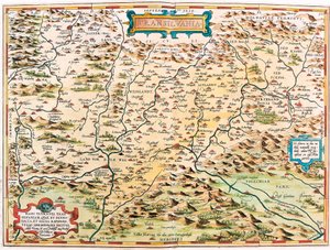 Transilvania Geografikort over Transilvaniens territorium (Transsylvanien) fra "Theatrum Orbis Terrarum" af Abraham Ortelius (Oertel, Ortell eller Ortel af Abraham Ortelius