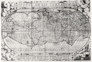 Verdenskort, verdenskort, 1577 af Abraham Ortelius