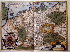 Udsigt over Preussen. Tallerken fra en udgave af "Theatrum Orbis Terrarum" af kartografen Abraham Ortelius (1527-1598) af Abraham Ortelius