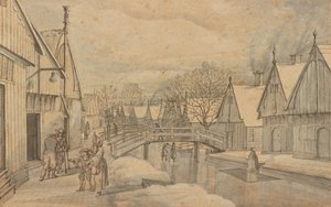 En gade i Jisp på en vinterdag af Abraham Rutgers