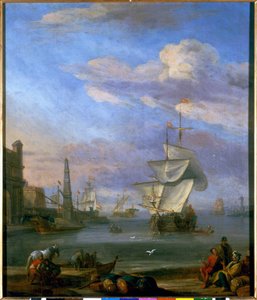 En hollandsk havn, maleri af Abrahm Storck af Abraham Storck