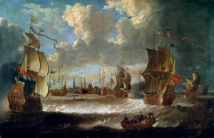 Skibe i en lagune, det 17. eller tidlige 18. århundrede af Abraham Storck