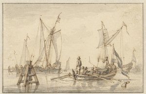 Stillehavet med nogle både af Abraham Storck