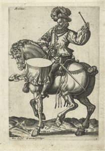 Tysk tromme til hest af Abraham de Bruyn (attributed to)