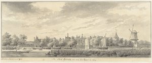 Udsigt over Gouda fra den anden side af IJssel af Abraham de Haen (II)