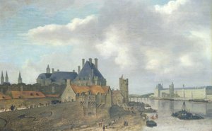 Nevers Hotel og Louvre Palace, 1637 (olie på træ)