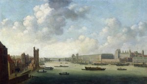 Perspektivisk udsigt over Paris perspektivisk udsigt over Paris fra Barberbroen nedstrøms, forestiller Hôtel Bourbon, Louvres Grande Galerie, ca. 1640