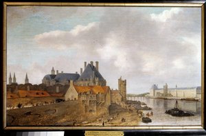 Udsigt over hotel de Nevers, tårnet i Nesles og Grande Galerie du chateau du Louvre set fra Pont Neuf-maleriet af Abraham de Verwer (1600-1650) 1637 Søn. 0,37 x 0,59 m Paris, Musee Carnavalet
