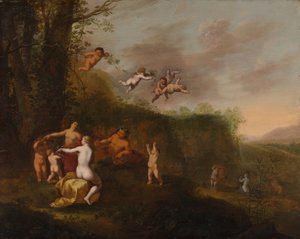 Bacchus og nymfer i et landskab, formentlig 1640
