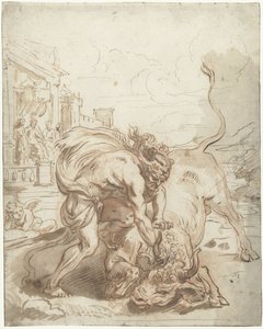 Hercules besejrer Achelous i form af en tyr